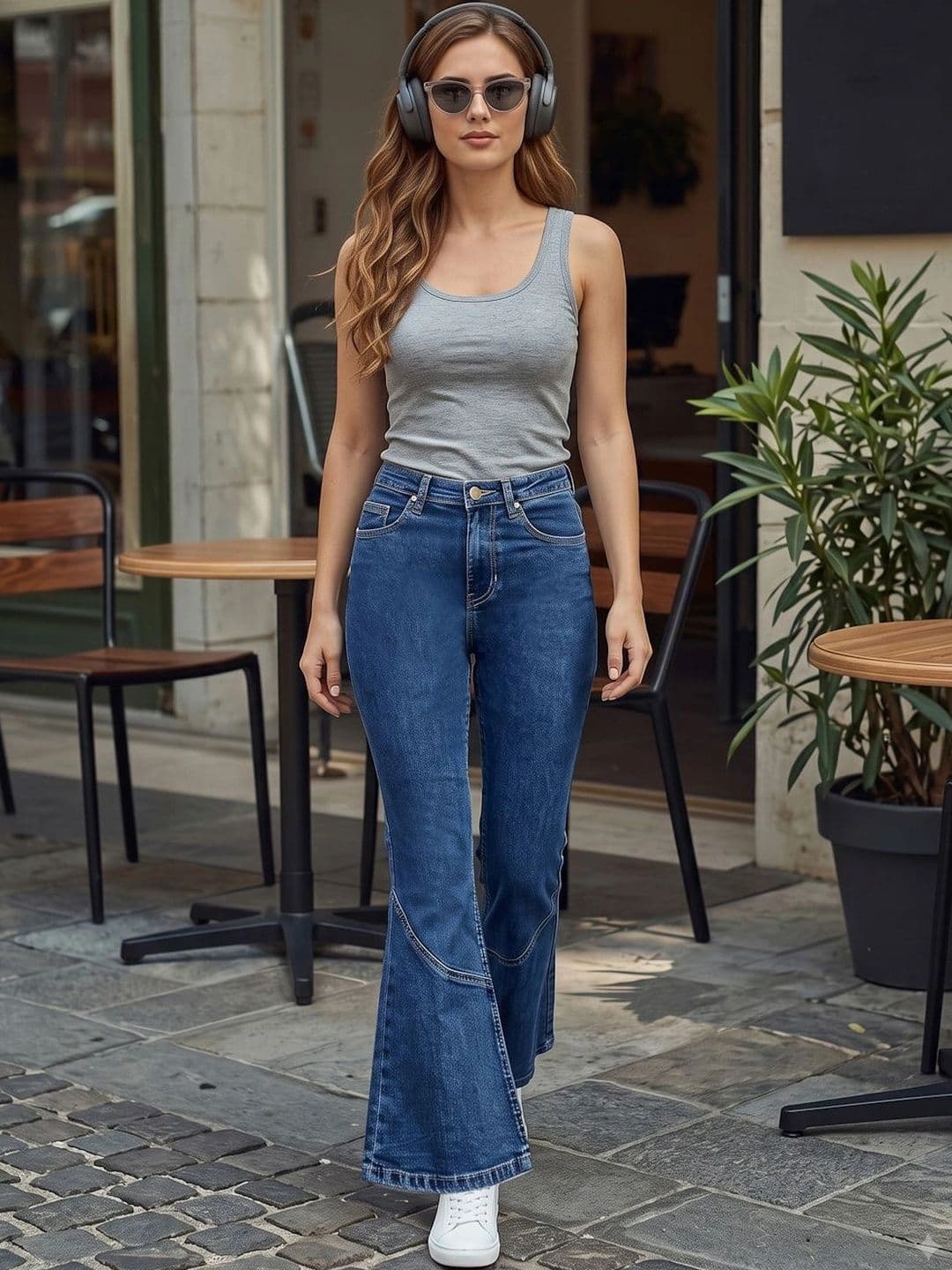 Style Quotient Women Classic Flared High-Rise Light Fade Stretchable Jeans thumbnail 2