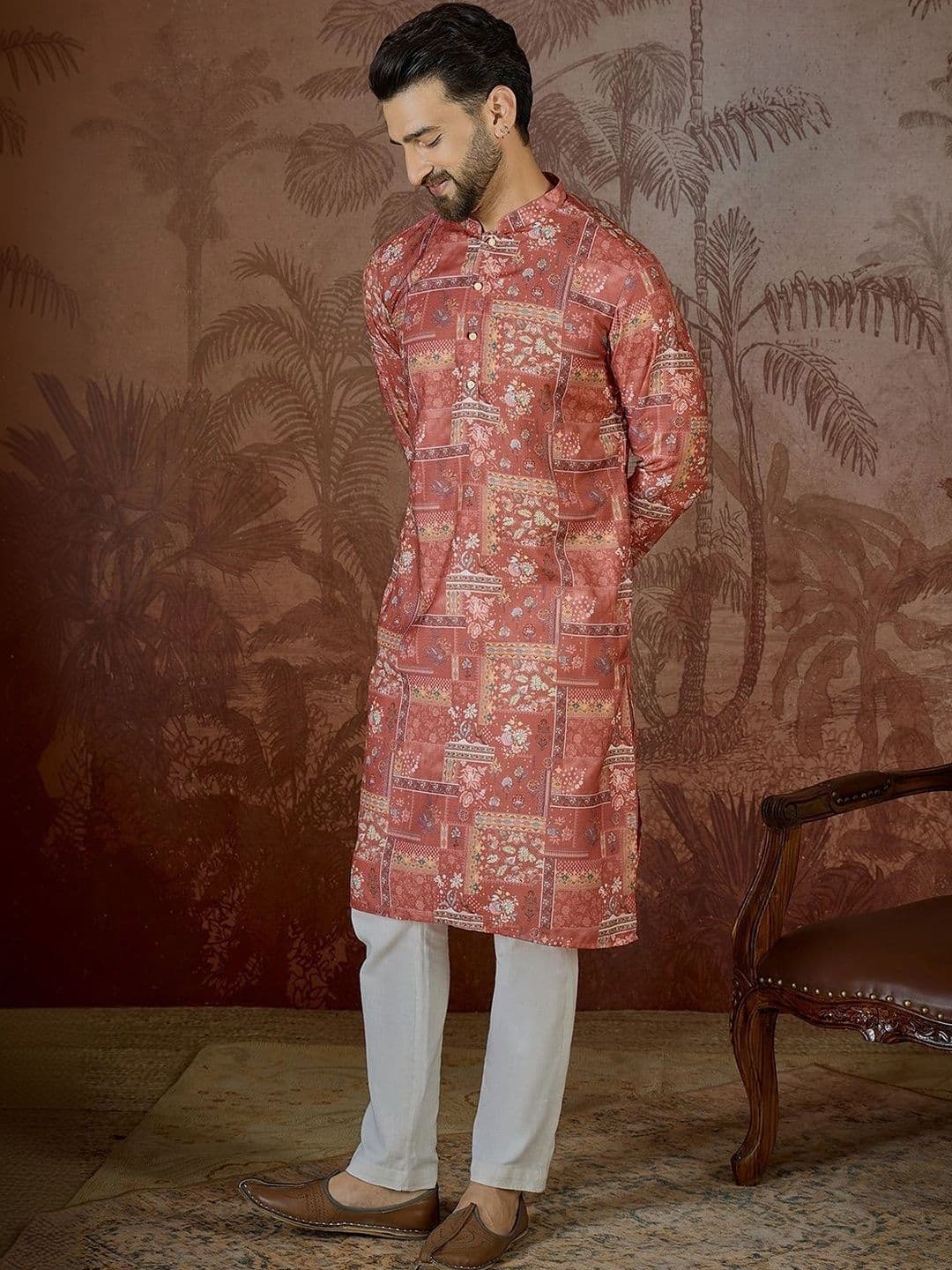 House of Pataudi Men Ethnic Motifs Printed Kurta thumbnail 3