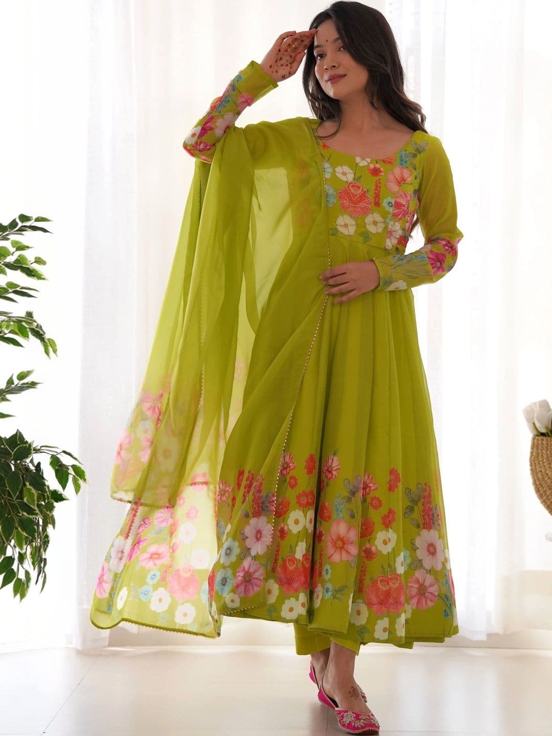 VASTRABELLA Women Floral Printed Empire Kurta with Trousers & With Dupatta - view 1