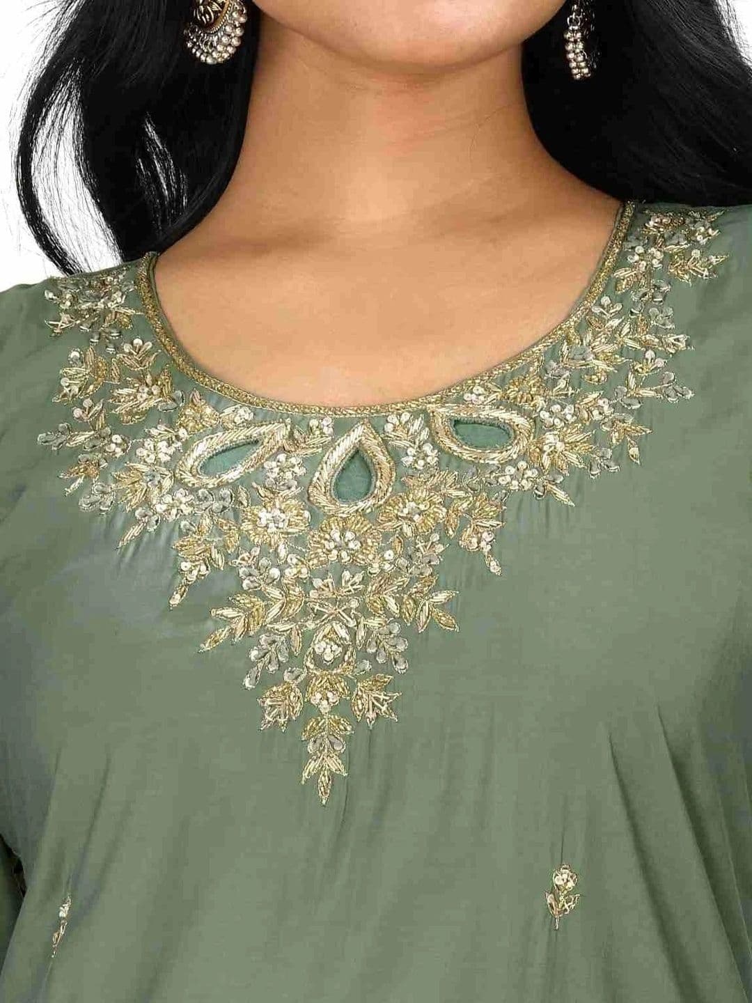 KALINI Women Ethnic Motifs Embroidered Regular Thread Work Kurta with Trousers & With Dupatta thumbnail 5