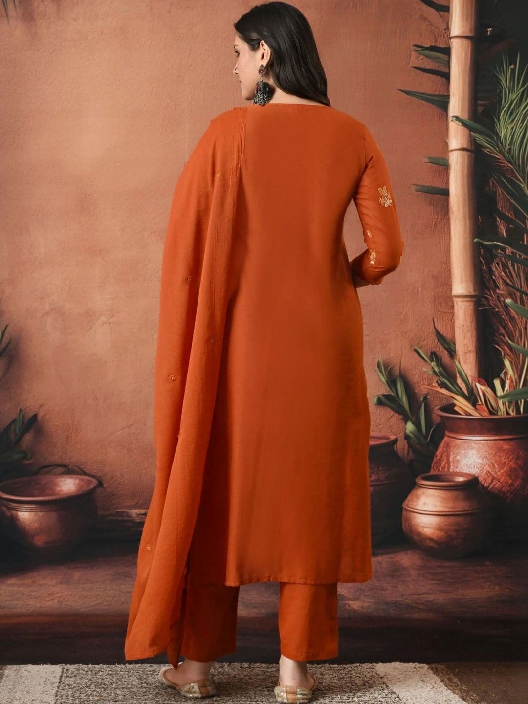 Encourage Women Ethnic Motifs Embroidered Regular Thread Work Kurta with Trousers & With Dupatta thumbnail 2