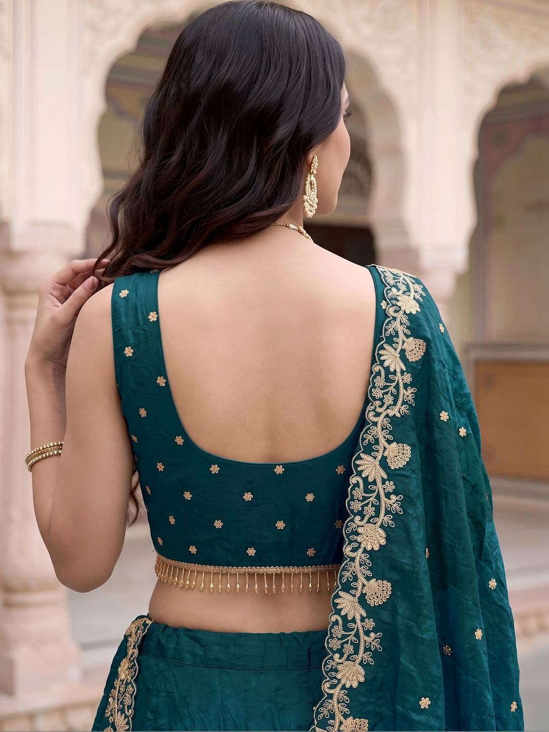 Zeel Clothing Embroidered Semi-Stitched Lehenga & Unstitched Blouse With Dupatta thumbnail 3
