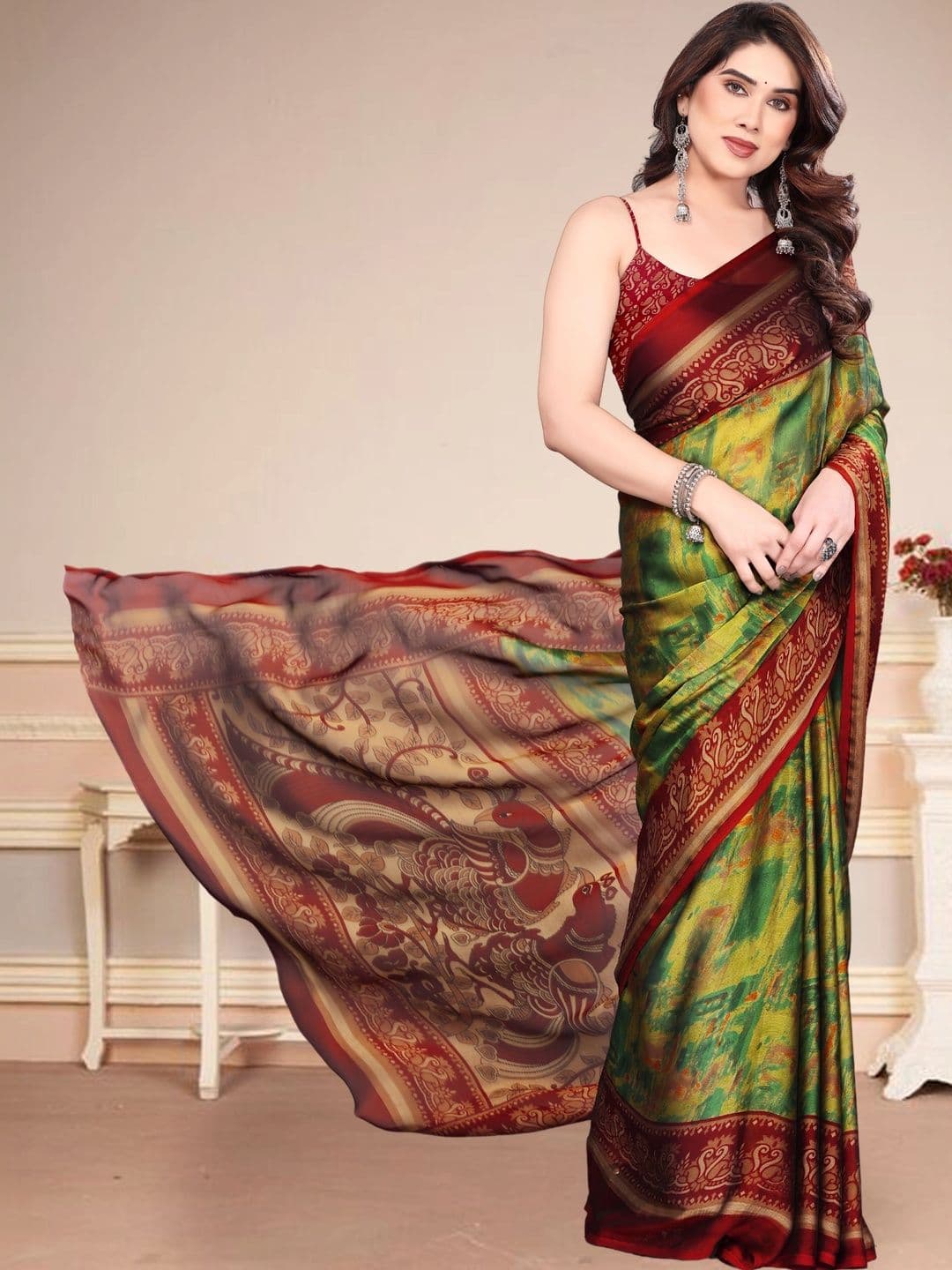 Owee Pure Chiffon Designer Saree thumbnail 3