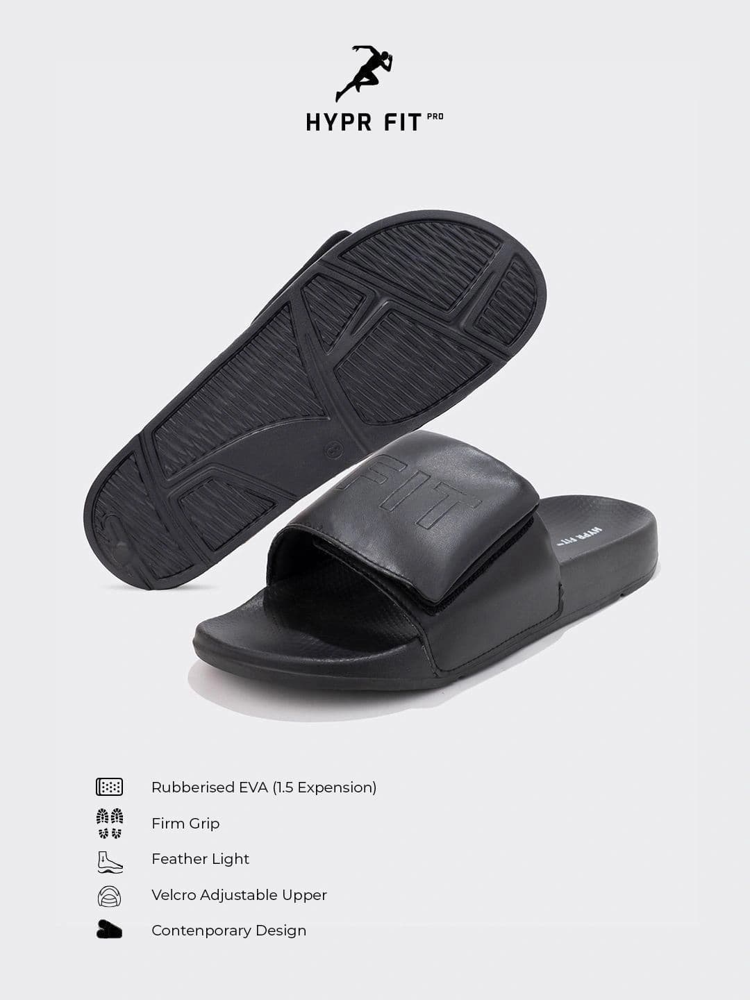 HYPR FIT Men Casual Velcro Water-Resistant Comfort Slides thumbnail 4