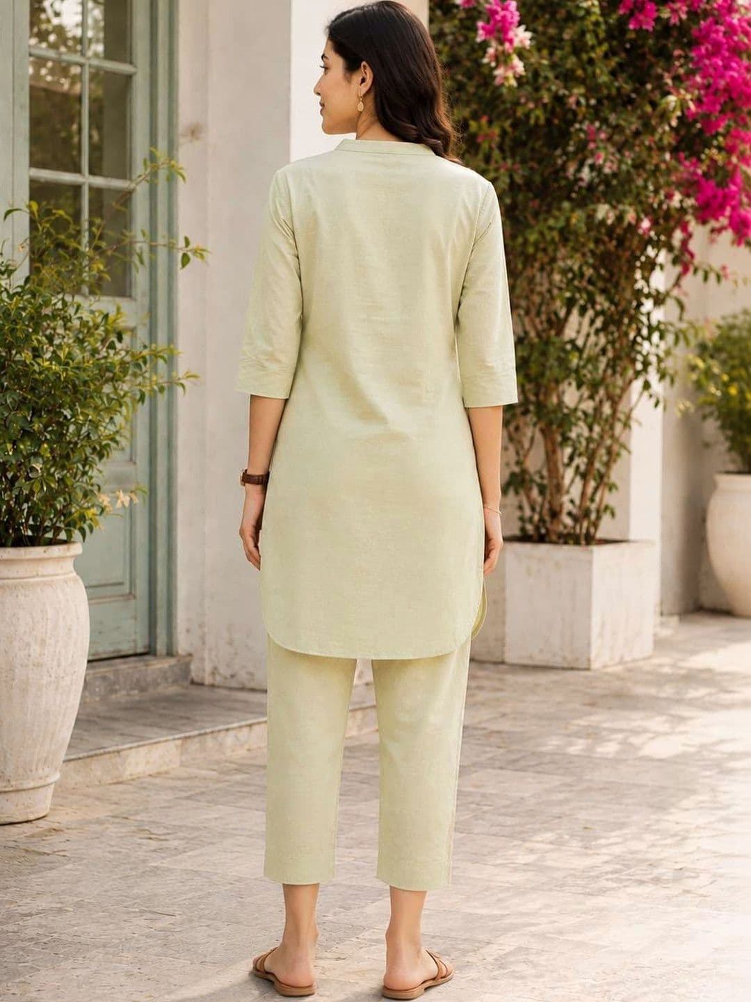 YUVVIK Women Regular Pure Cotton Kurta with Trousers thumbnail 3