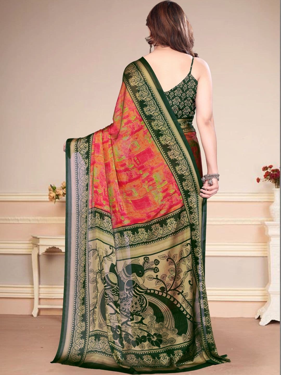 Owee Floral Pure Chiffon Designer Saree thumbnail 5