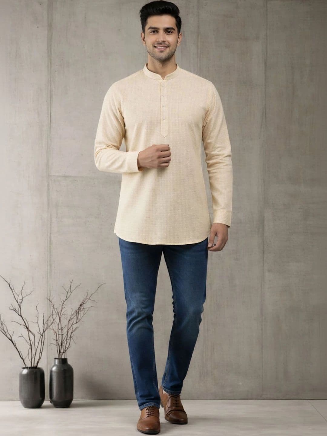 Anouk Men Checked Kurta - view 1