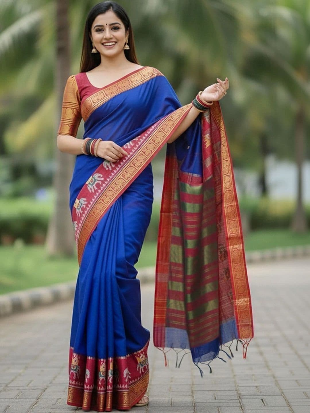 Owee Zari Silk Cotton Designer Narayan Peth Saree thumbnail 4