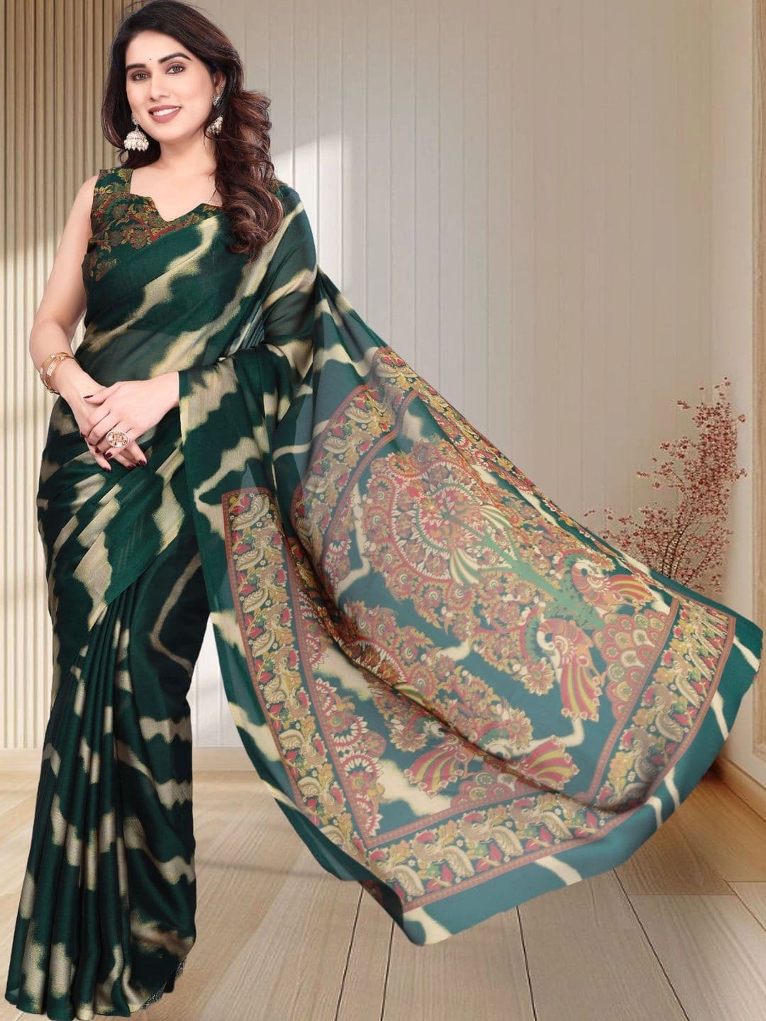 Owee Tie and Dye Pure Chiffon Designer Saree - view 1