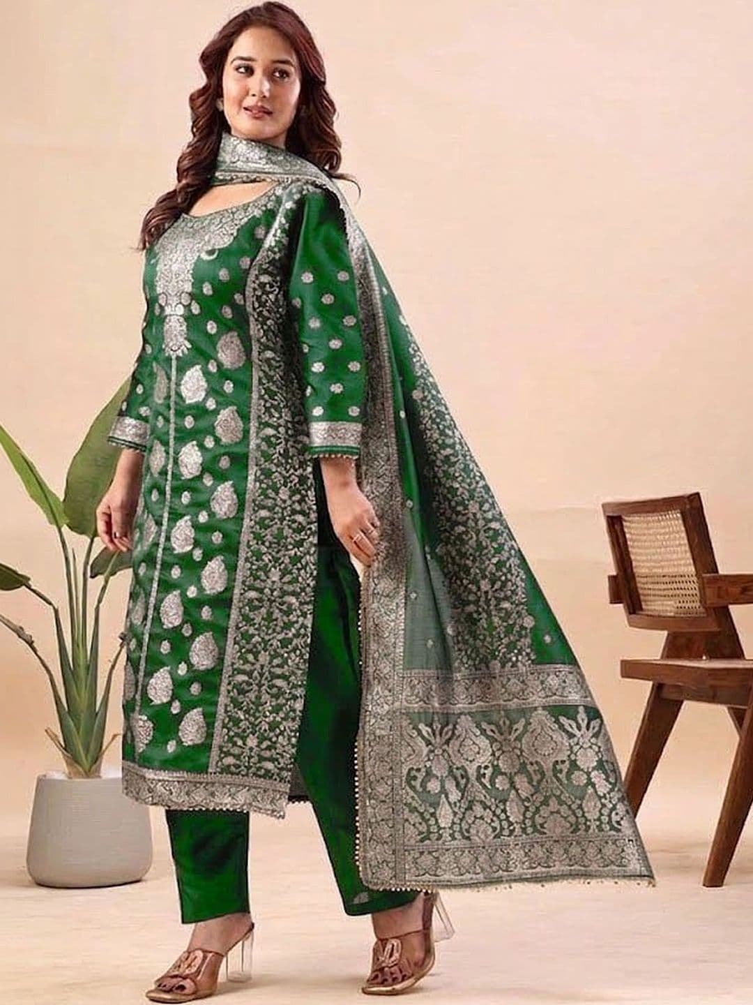 kantuba Art Silk Unstitched Dress Material thumbnail 2