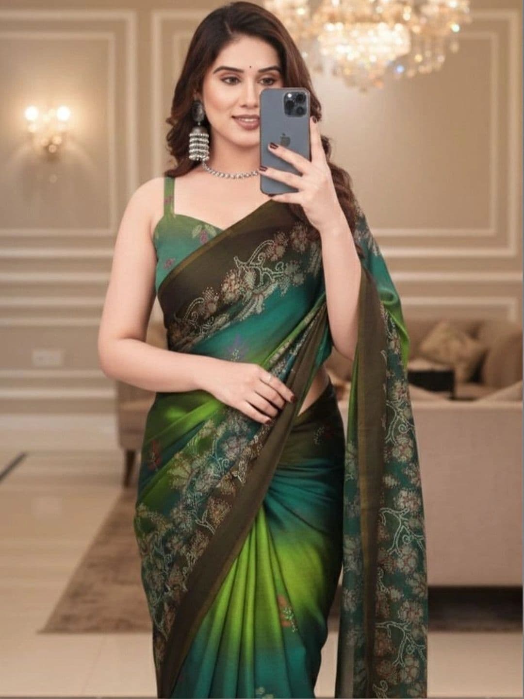 Owee Floral Zari Pure Chiffon Designer Saree thumbnail 2