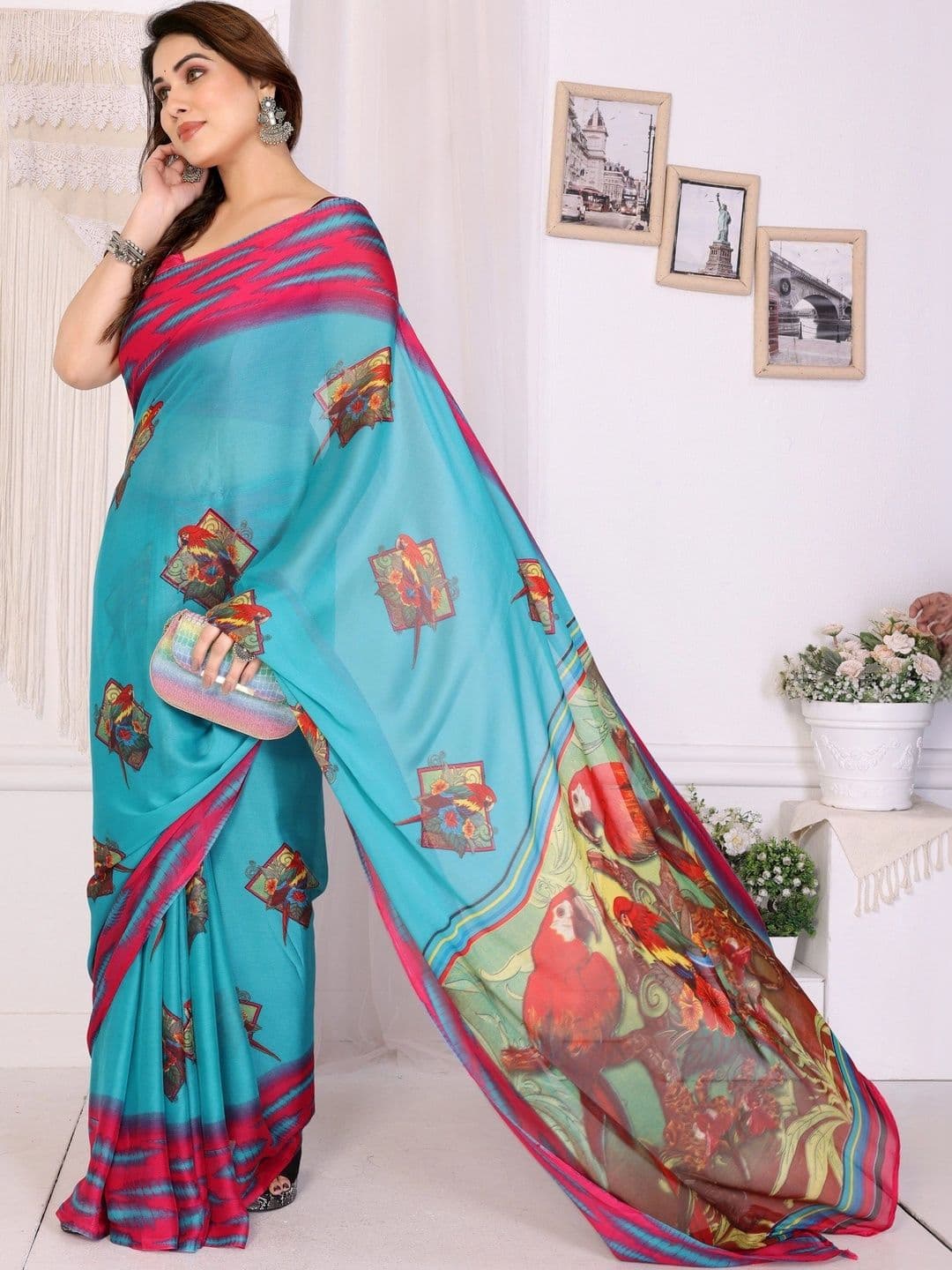 Owee Pure Chiffon Designer Saree thumbnail 4