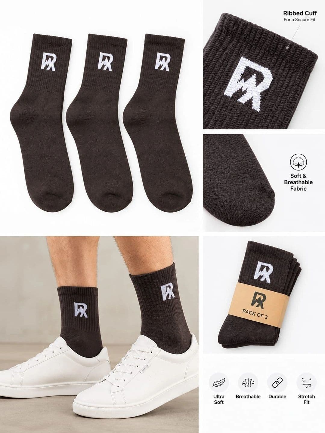 Roadster Men Pack of 3 Cotton Blend Patterned Above Ankle Socks thumbnail 3