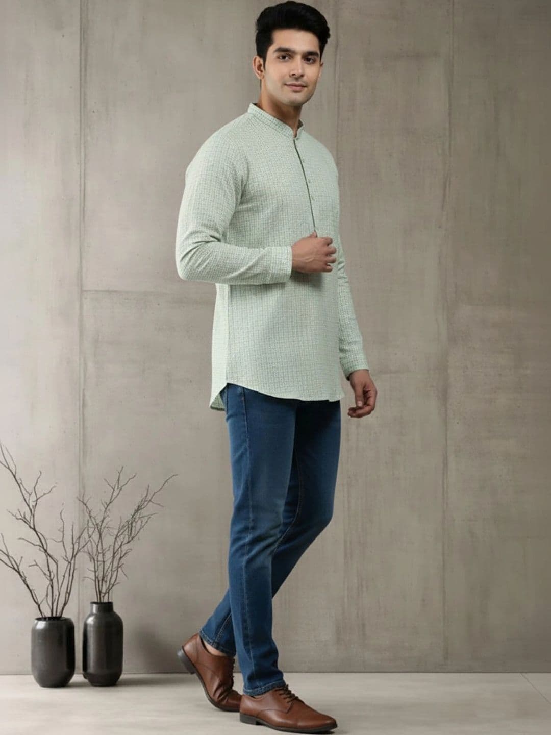 Anouk Men Checked Kurta thumbnail 7