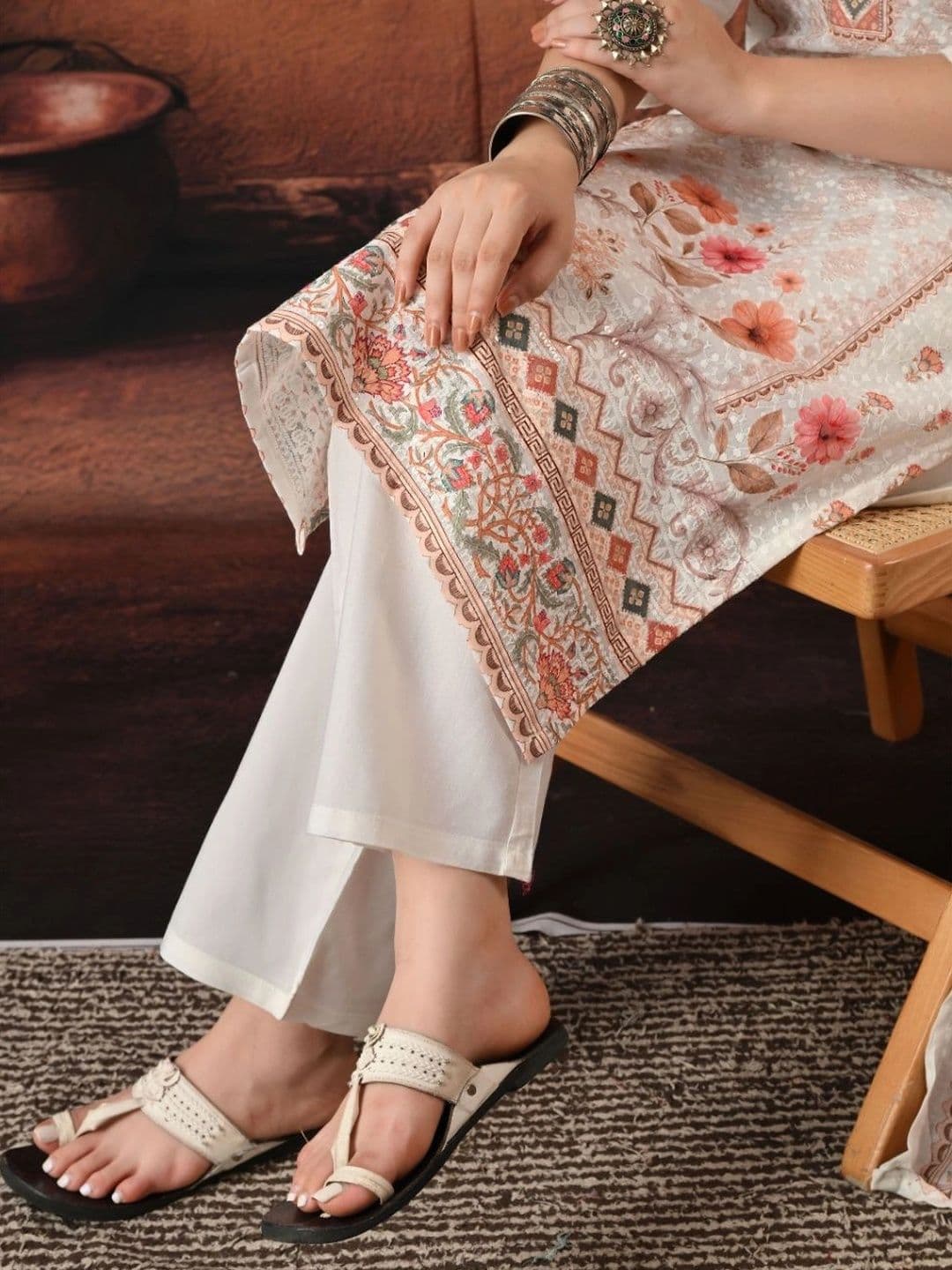 Encourage Women Ethnic Motifs Printed Regular Pure Cotton Kurta with Palazzos & With Dupatta thumbnail 7