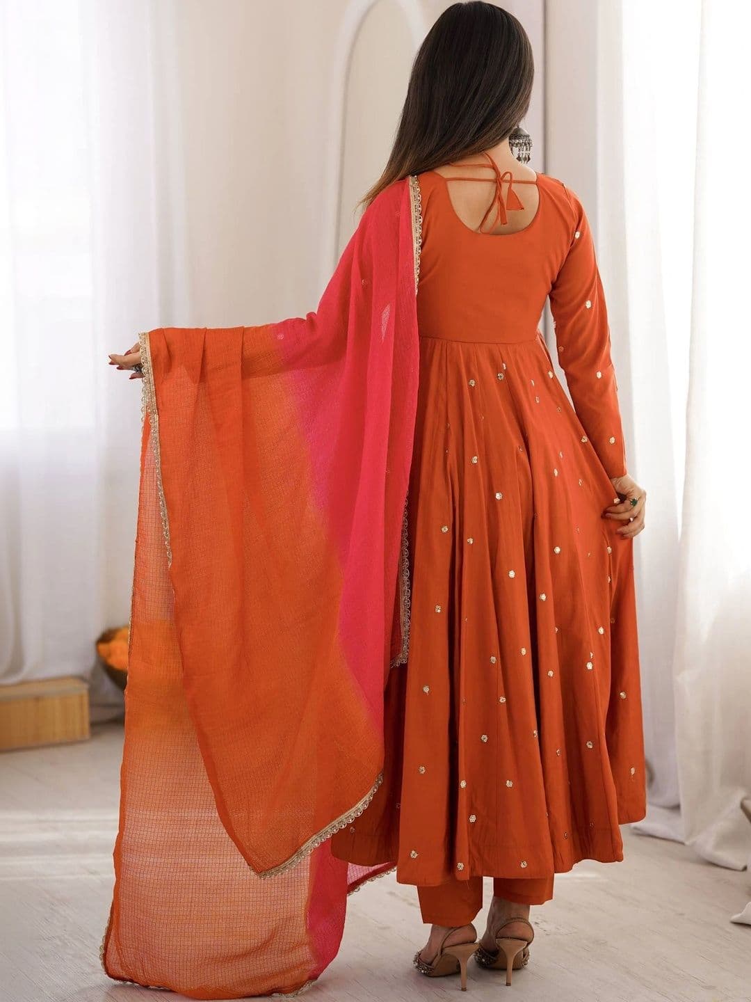 VASTRABELLA Women Empire Sequinned Kurta with Trousers & With Dupatta thumbnail 6