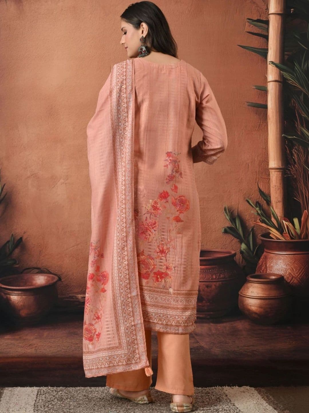 Encourage Women Floral Printed Regular Pure Cotton Kurta with Palazzos & With Dupatta thumbnail 4