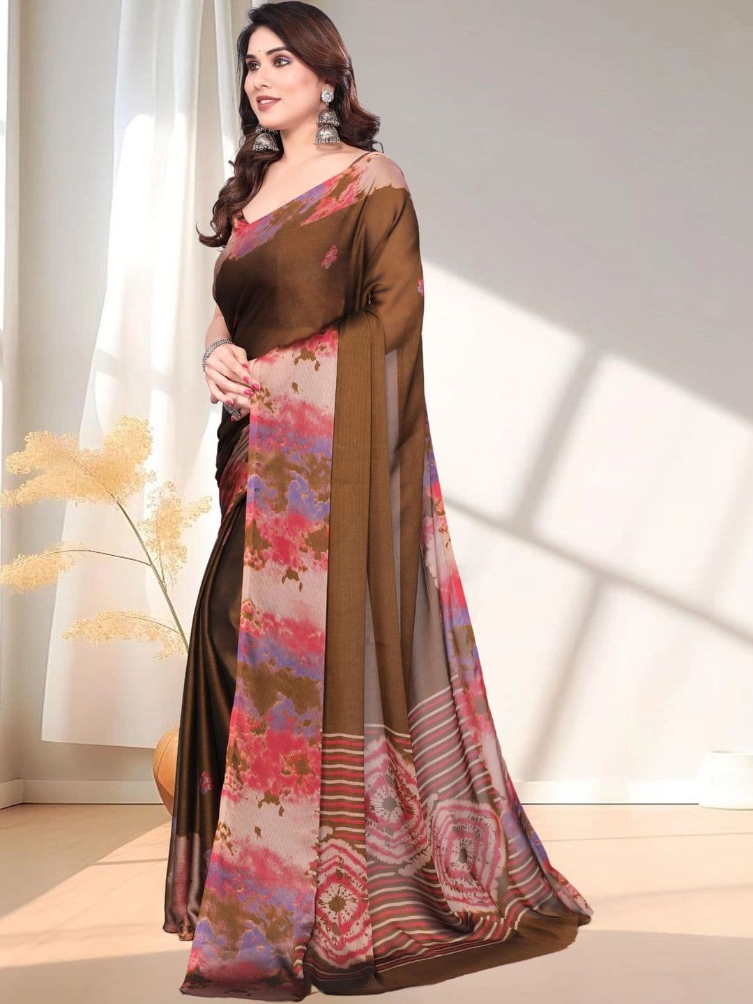 Owee Floral Pure Chiffon Designer Saree thumbnail 5