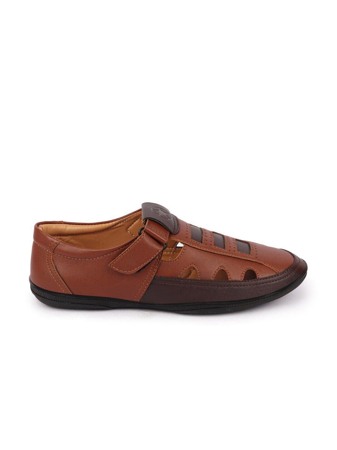 FAUSTO Men Tan & Black PU Comfort Sandals thumbnail 3