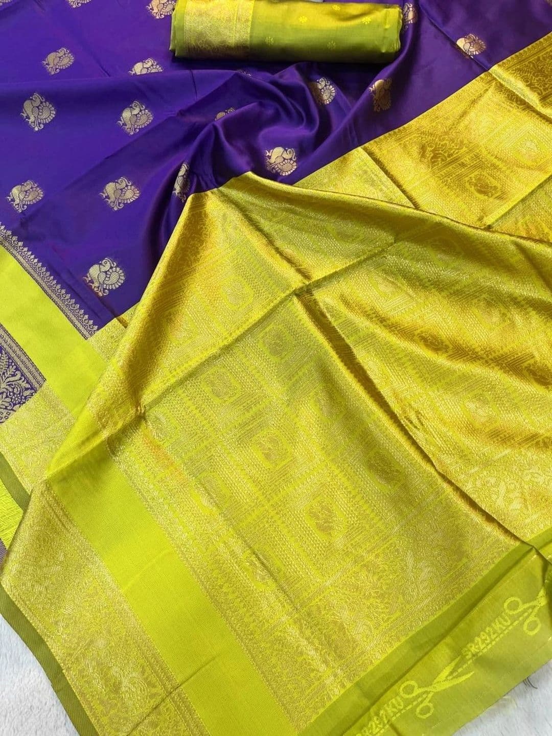 revika Woven Design Zari Art Silk Designer Kanjeevaram Saree thumbnail 6