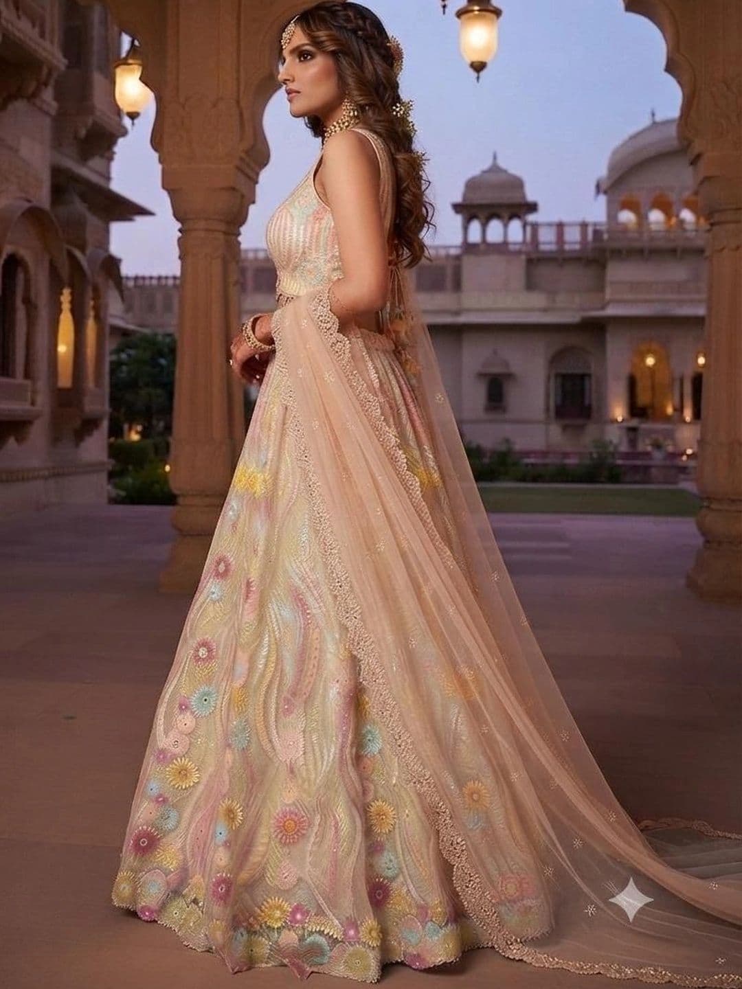 Indi Kal Embellished Sequinned Ready to Wear Lehenga & Blouse With Dupatta thumbnail 6
