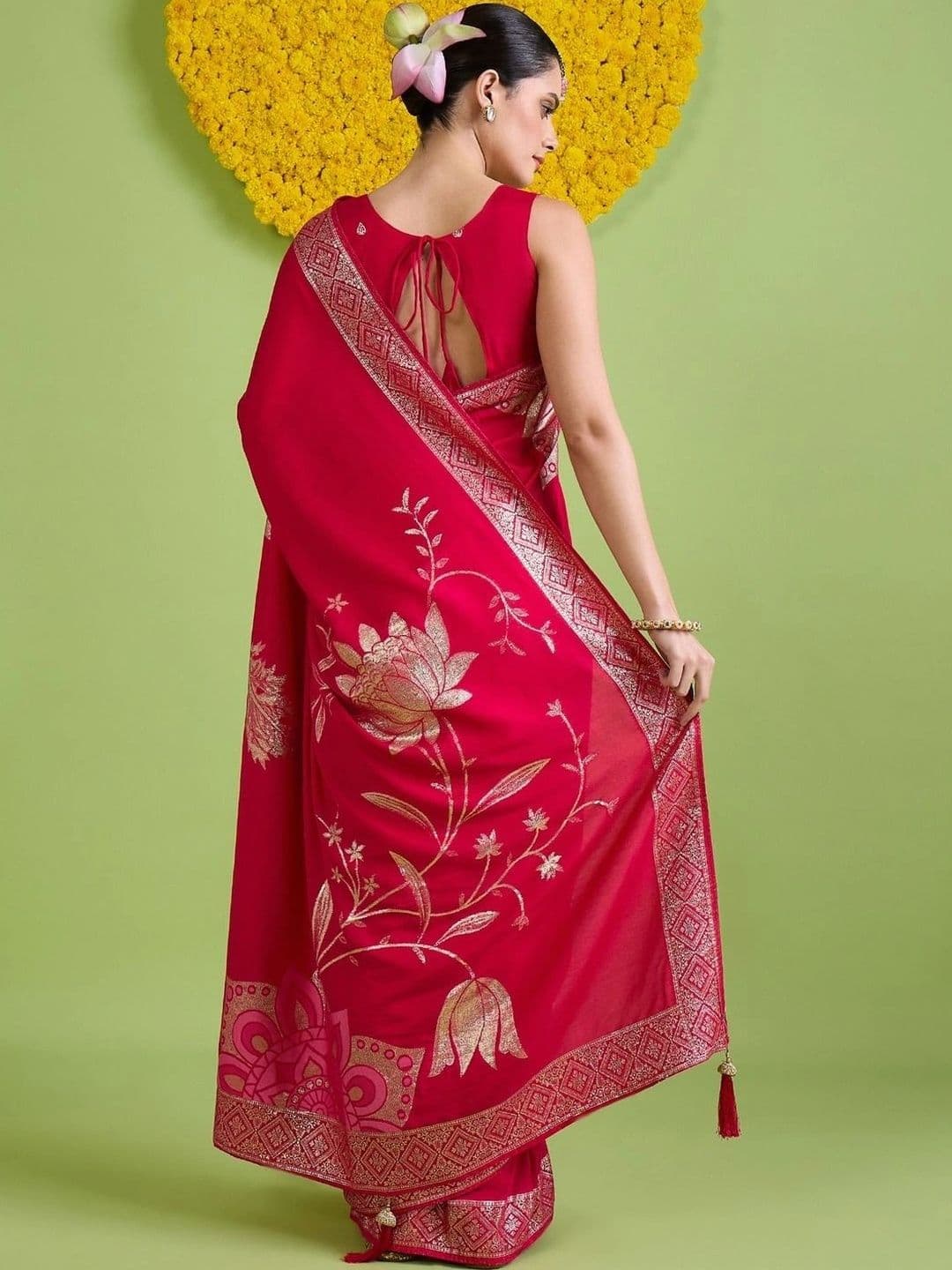 Saree mall Zari Silk Blend Designer Banarasi Sarees thumbnail 7