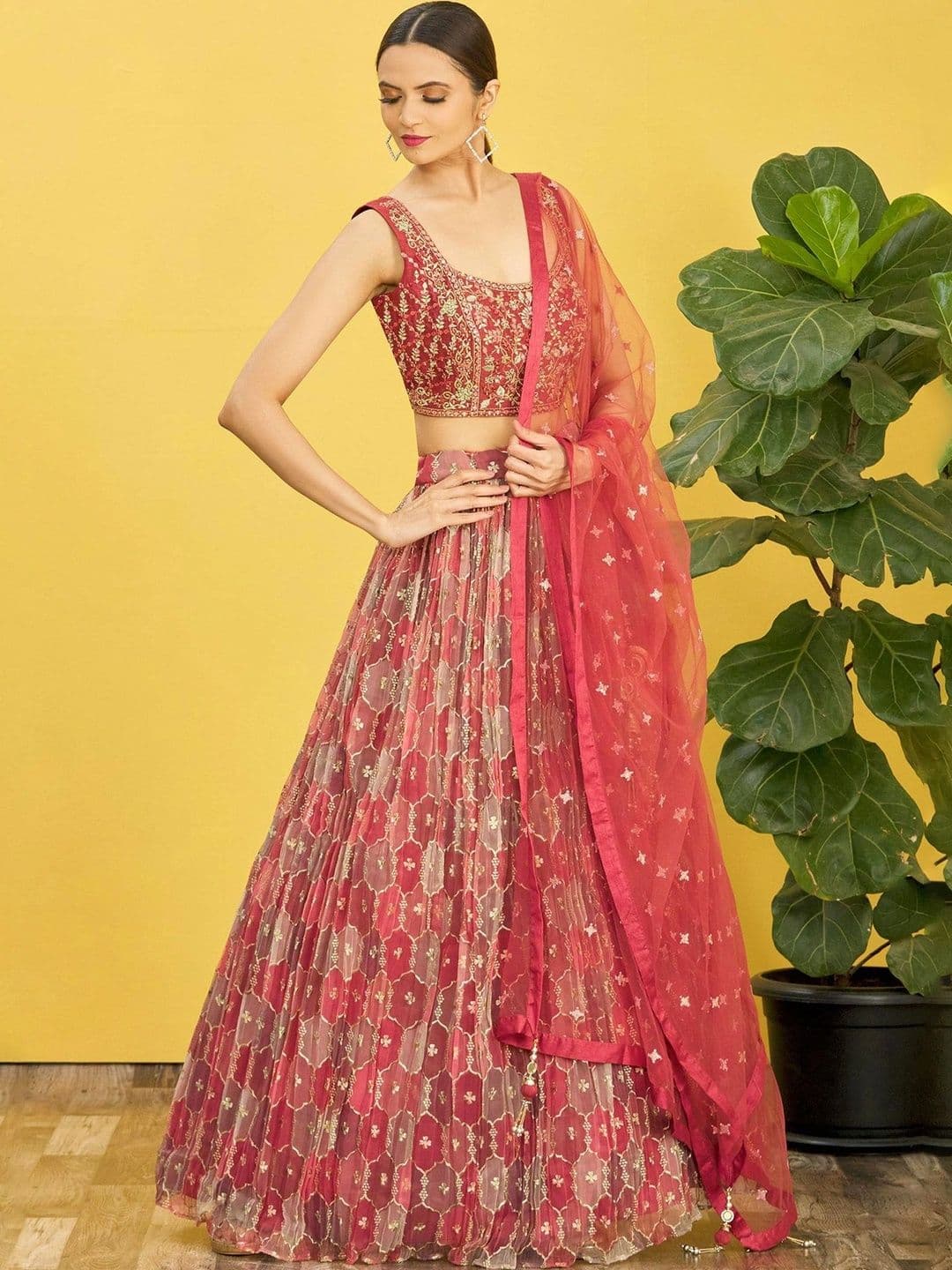 Zeel Clothing Embroidered Semi-Stitched Lehenga & Unstitched Blouse With Dupatta thumbnail 4