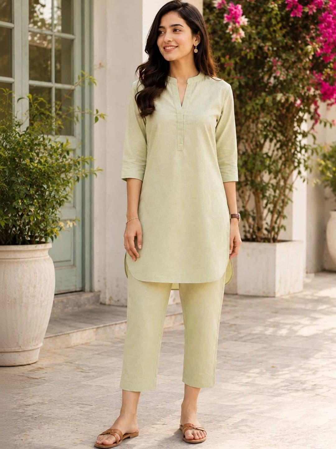 YUVVIK Women Regular Pure Cotton Kurta with Trousers - view 1