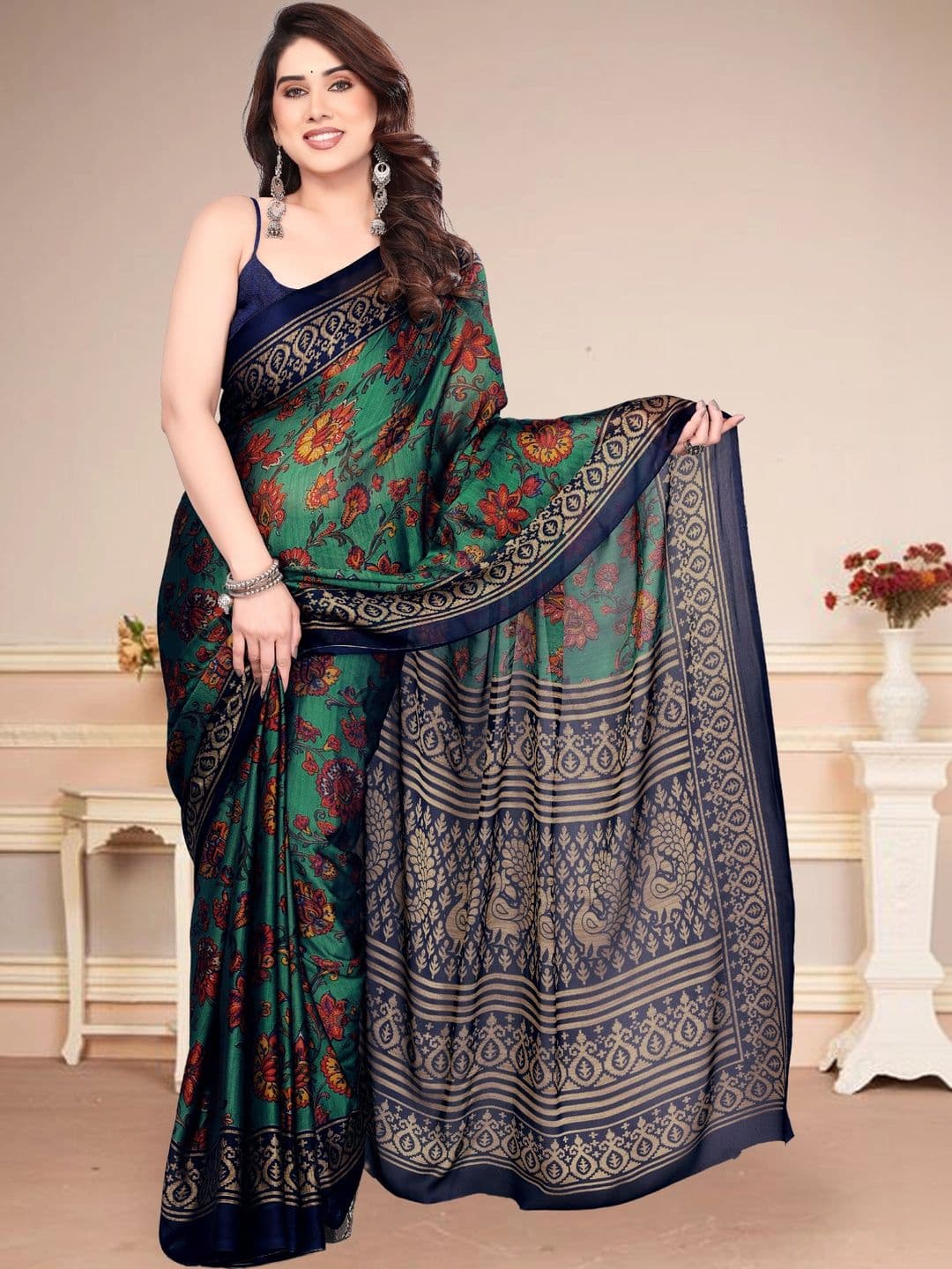 Owee Floral Pure Chiffon Designer Saree - view 1