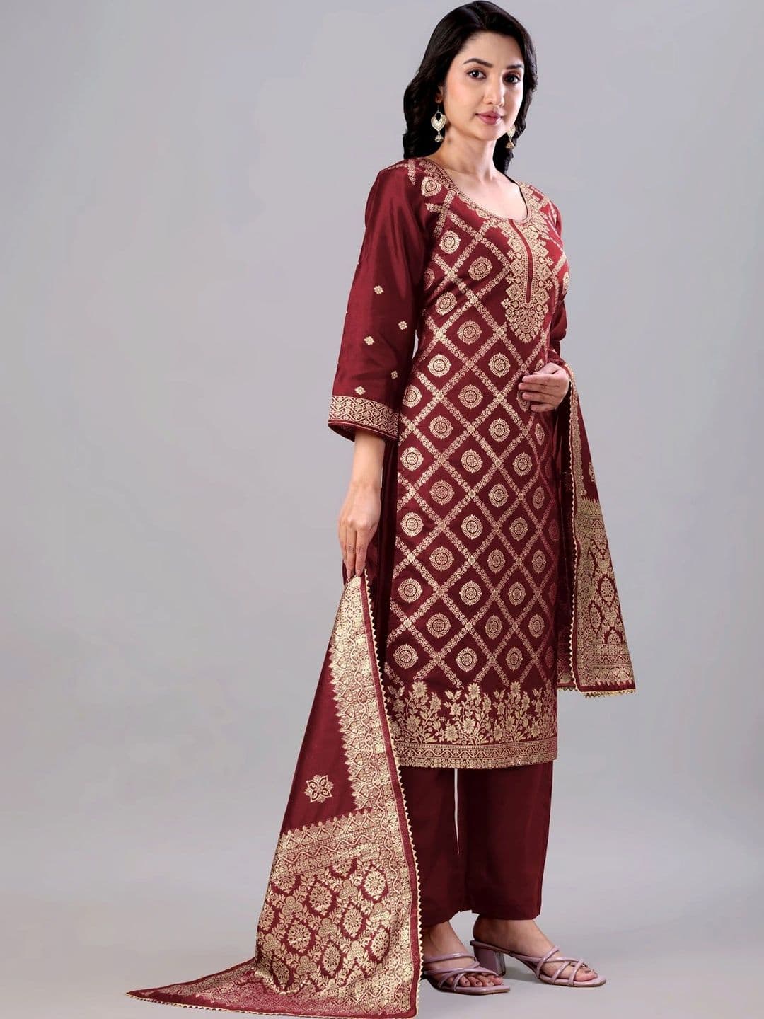 kantuba Art Silk Unstitched Dress Material thumbnail 3
