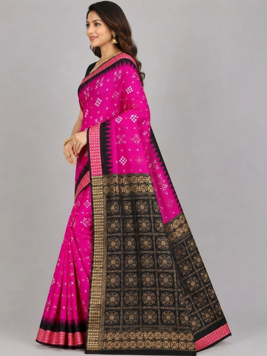 SHOPSILK Zari Art Silk Sambalpuri Saree thumbnail 3