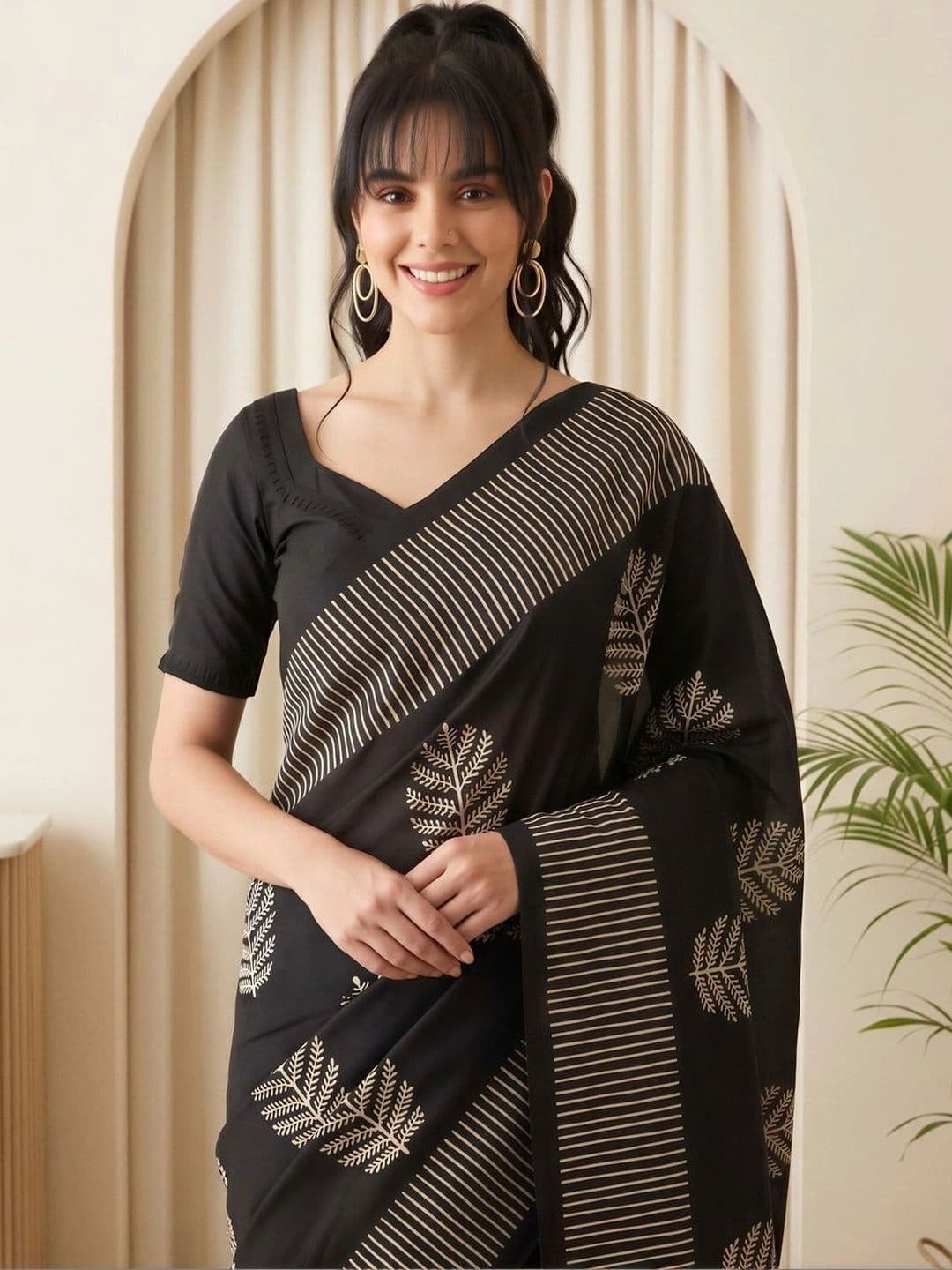 Saree mall Batik Silk Blend Designer Dabu Sarees thumbnail 2