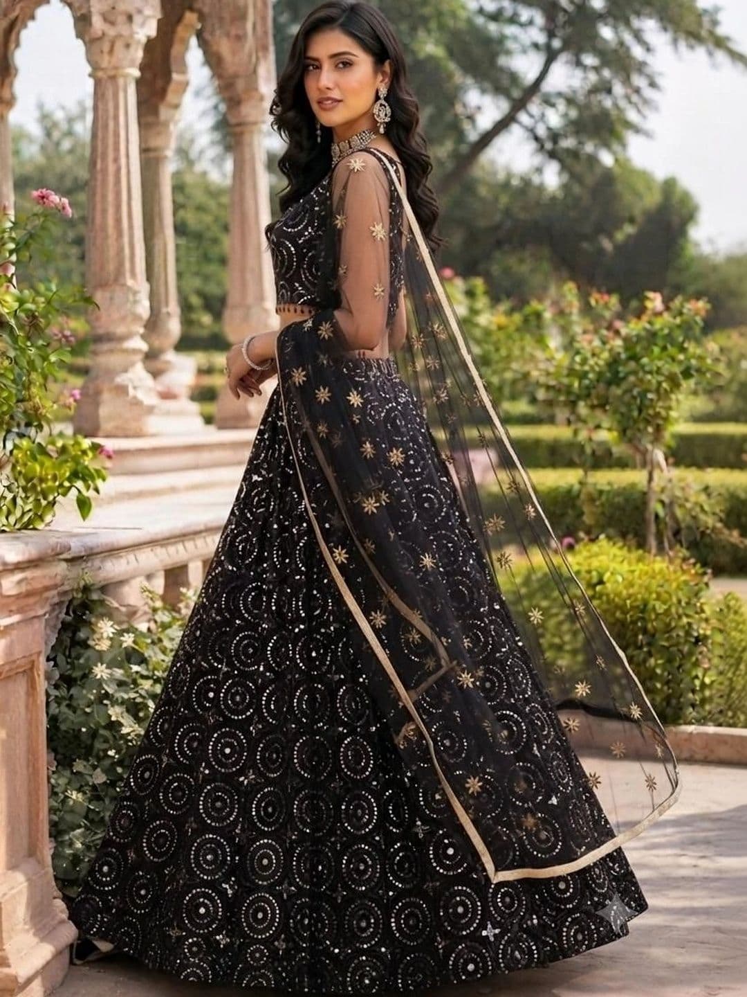 Indi Kal Embellished Sequinned Ready to Wear Lehenga & Blouse With Dupatta thumbnail 3