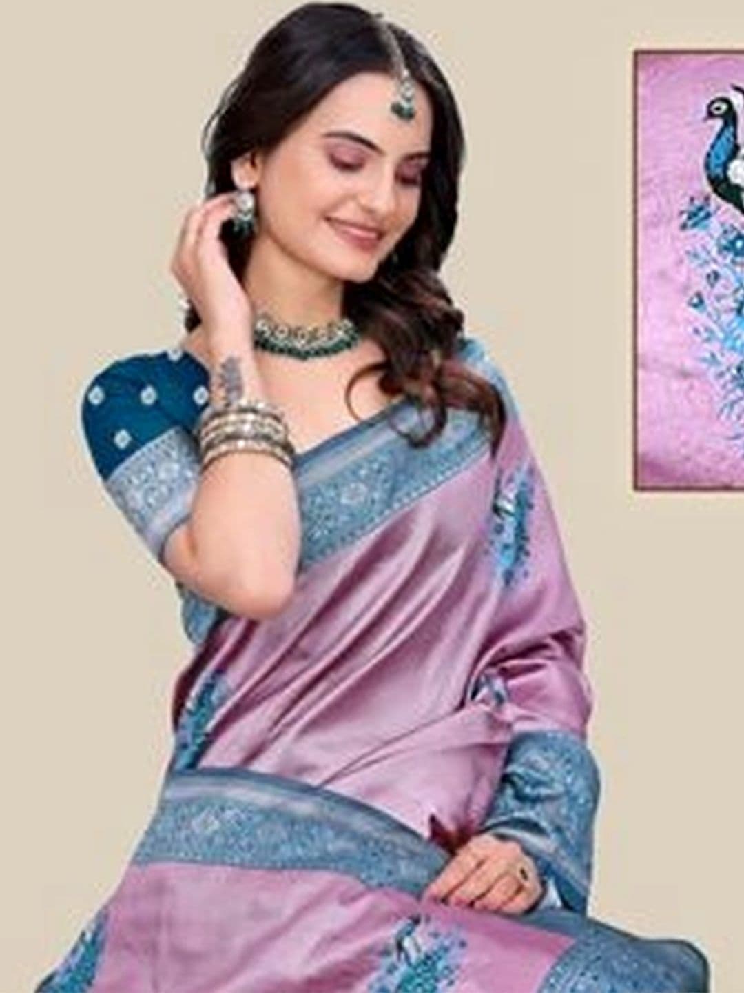 kantuba Floral Zari Art Silk Banarasi Saree thumbnail 4