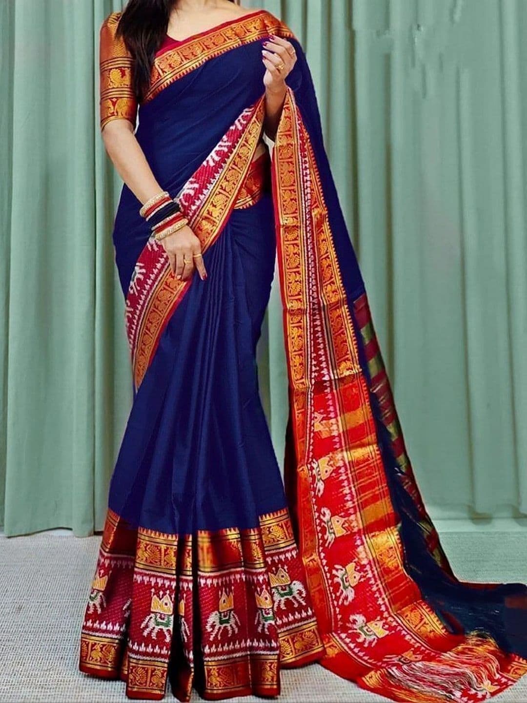 Owee Woven Design Zari Silk Cotton Designer Narayan Peth Saree - view 1