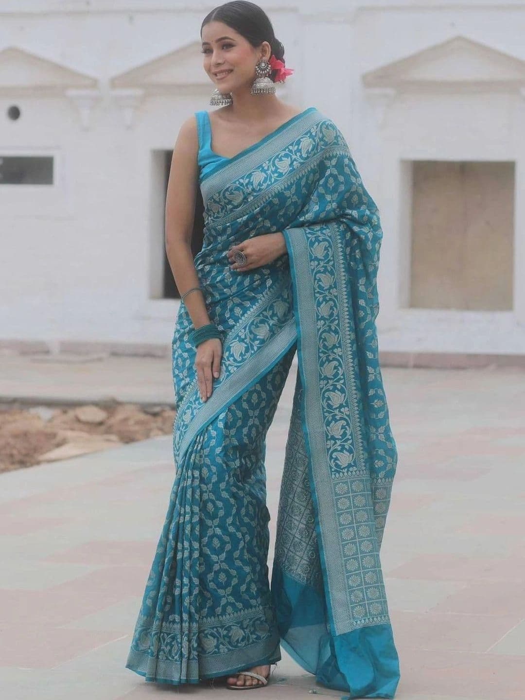 revika Woven Design Zari Art Silk Designer Kanjeevaram Saree thumbnail 4
