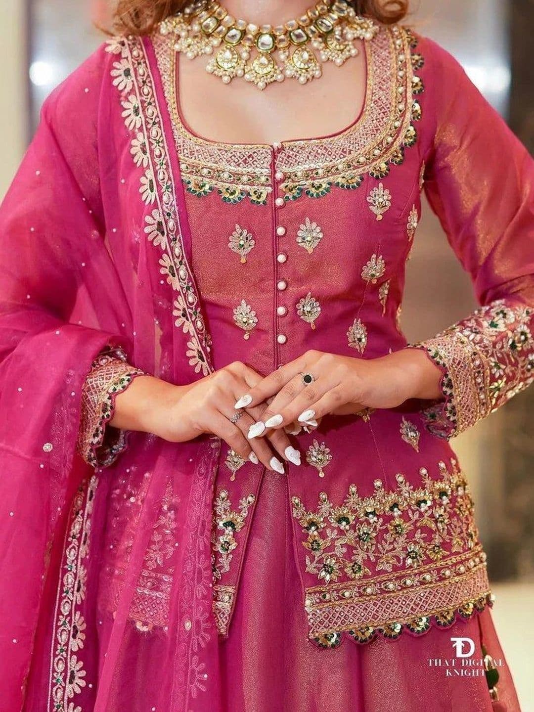 BLUSH STREET Embroidered Thread Work Semi-Stitched Lehenga & Blouse With Dupatta thumbnail 3