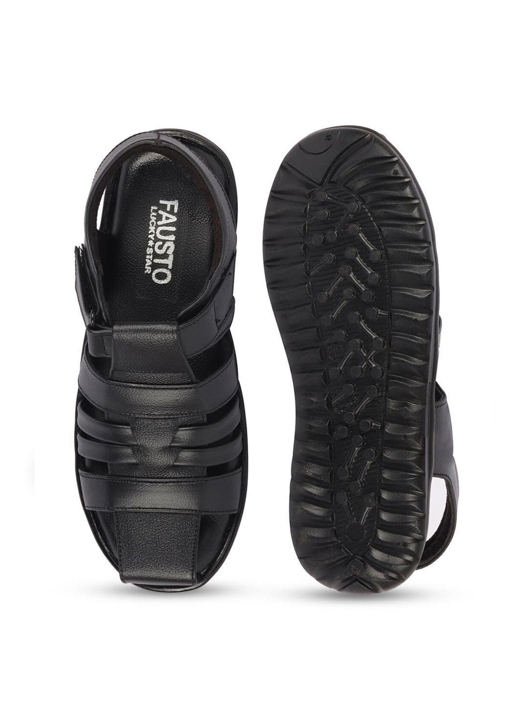 FAUSTO Men Textured Leather Fisherman Sandals thumbnail 2