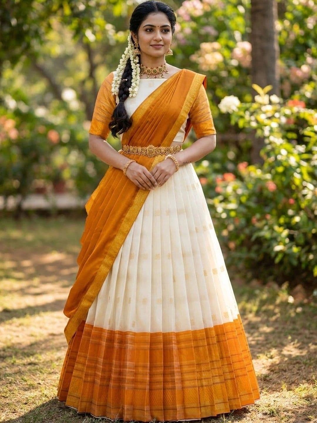 Pink Bindi Semi-Stitched Lehenga & Unstitched Blouse With Dupatta - view 1