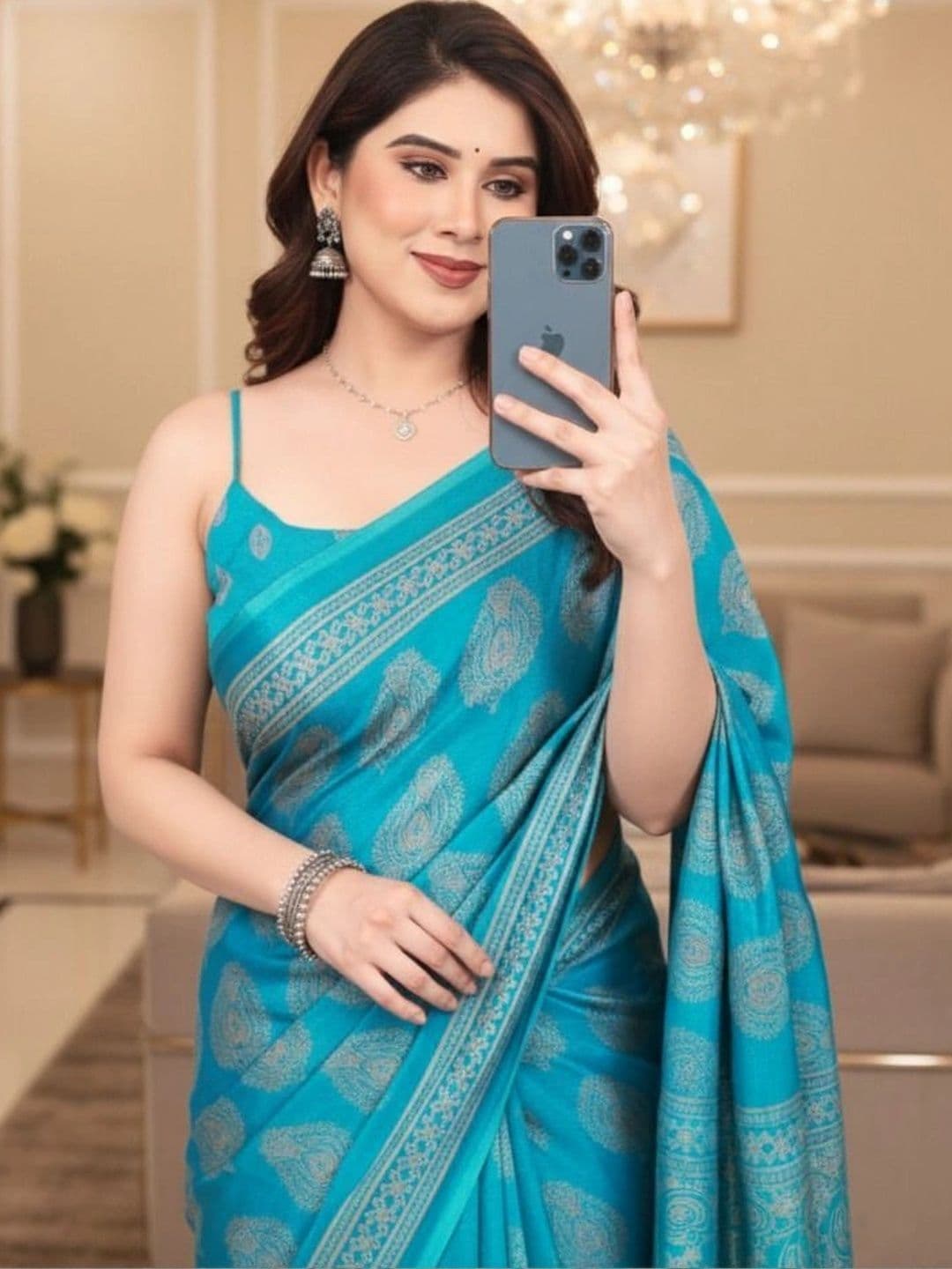 Owee Paisley Pure Chiffon Designer Saree thumbnail 4