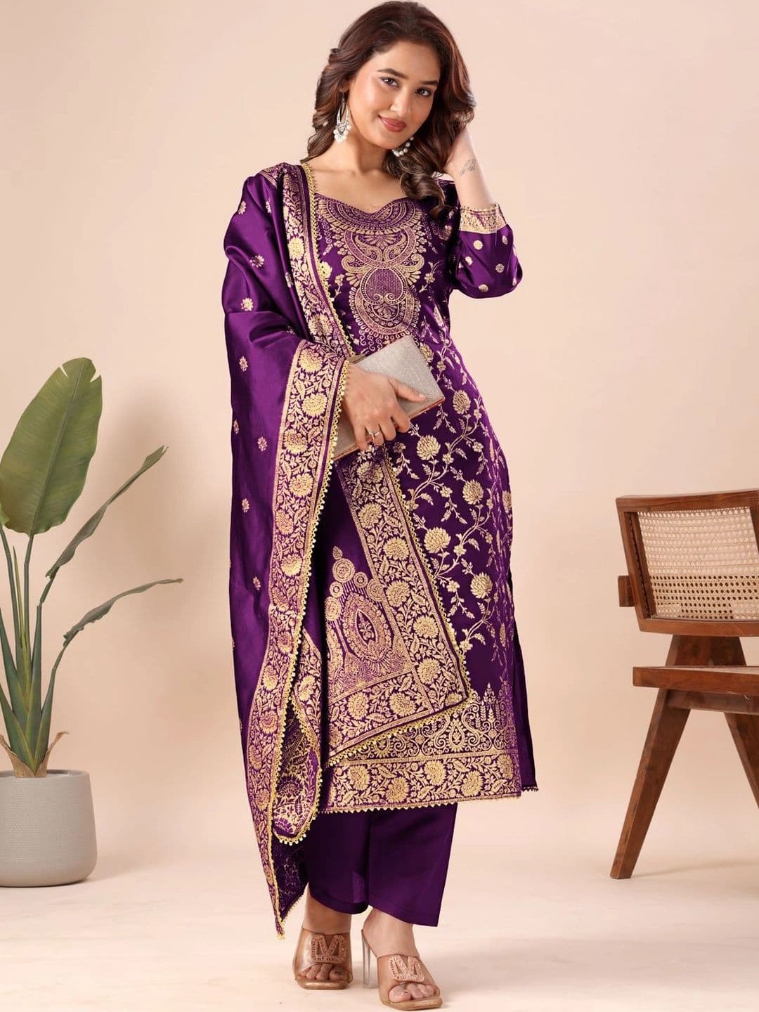kantuba Art Silk Unstitched Dress Material - view 1