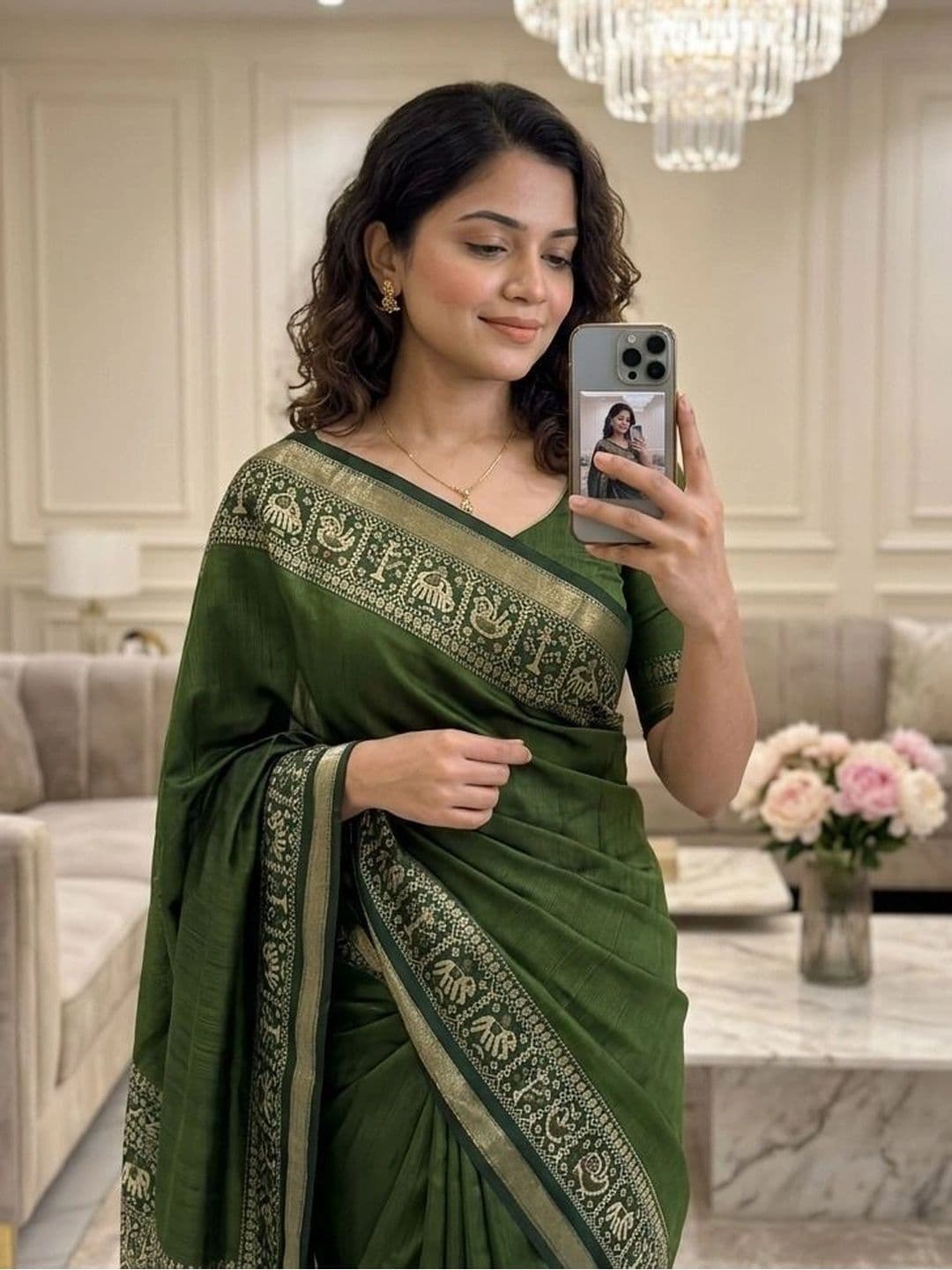 Owee Zari Silk Cotton Designer Maheshwari Saree - view 1