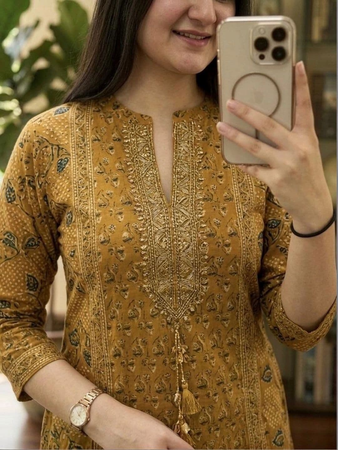 MILAAV Women Ethnic Motifs Printed Regular Thread Work Pure Cotton Kurta with Palazzos & With Dupatta thumbnail 5