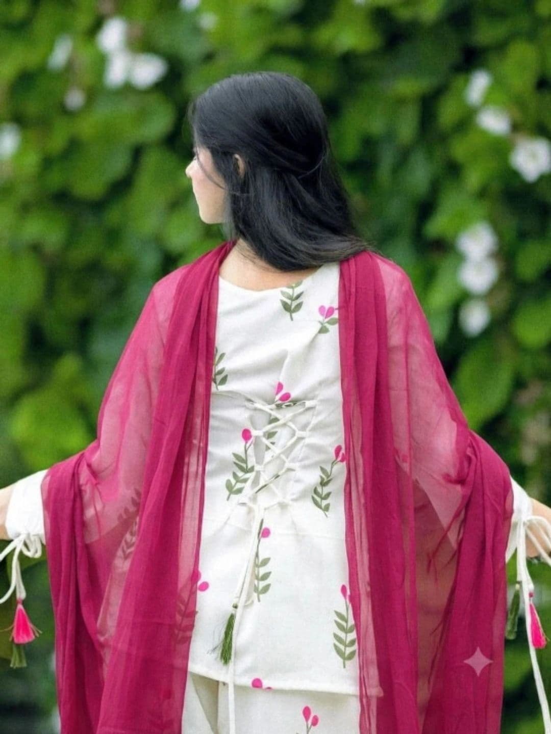 HERE&NOW Women Floral Printed Regular Pure Cotton Kurta with Patiala & With Dupatta thumbnail 5