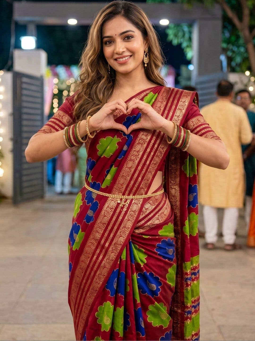Owee Floral Zari Silk Blend Designer Saree - view 1