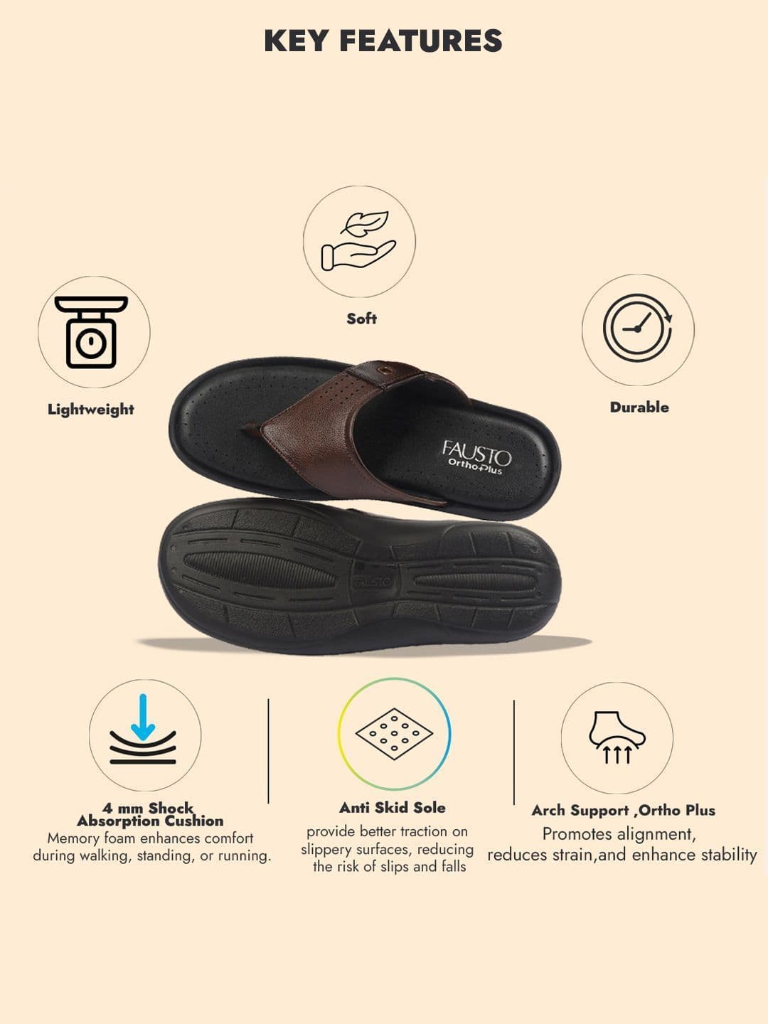 FAUSTO Men PU Open Toe Comfort Sandals thumbnail 3