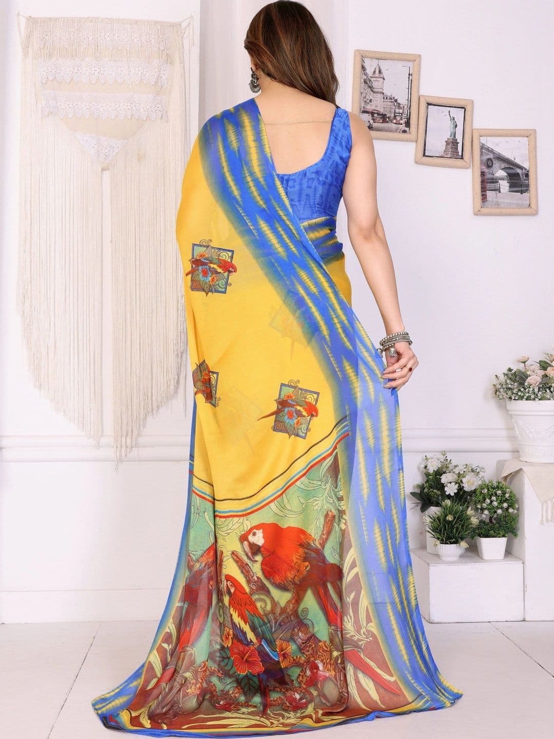 Owee Floral Pure Chiffon Designer Saree thumbnail 2