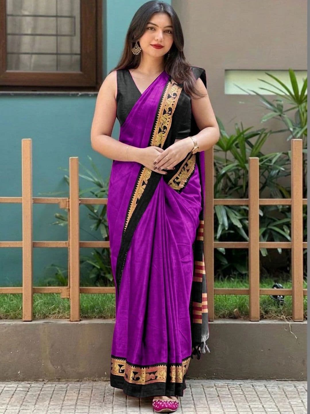 KALINI Zari Silk Cotton Designer Gadwal Saree - view 1