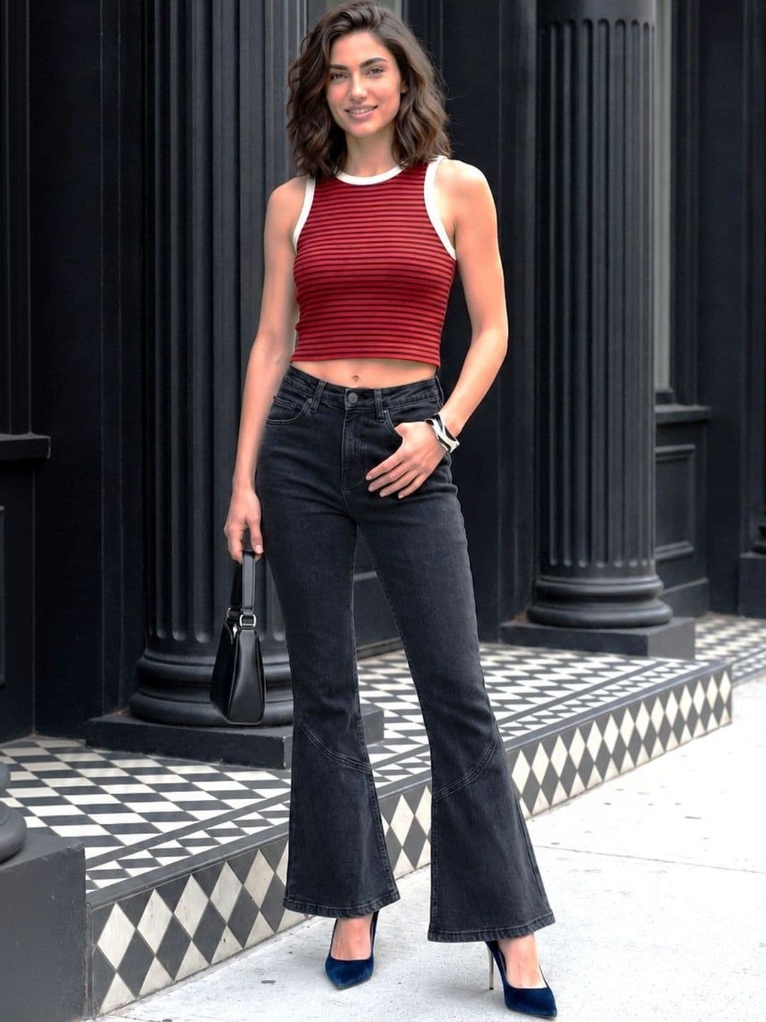 Style Quotient Women Classic Flared High-Rise Stretchable Jeans thumbnail 5
