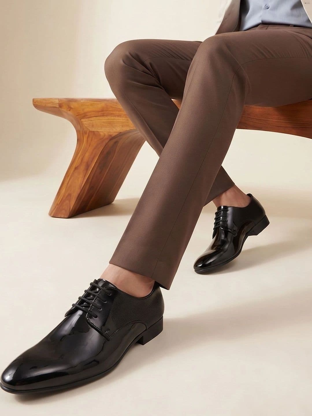 House of Pataudi Men Textured Formal Derbys - view 1